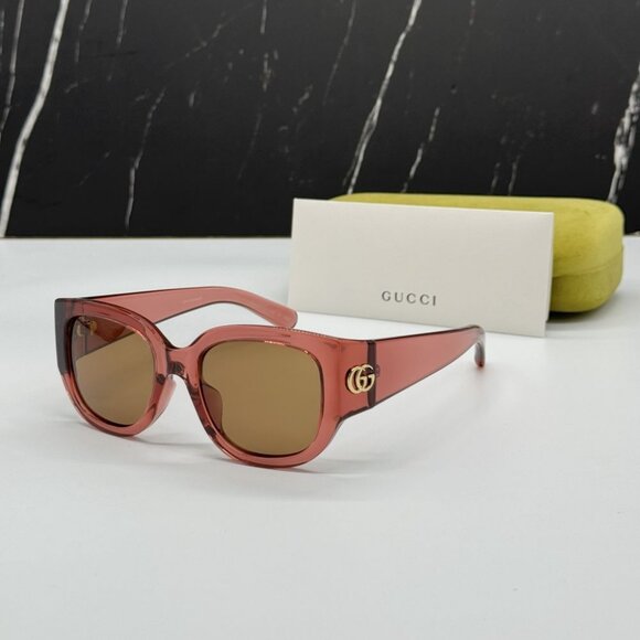 NEW GUCCI GG1599SA 003 SUNGLASSES WOMEN ROUND PINK EYEWEAR - Picture 1 of 9